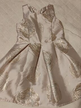 The Children's Place Pink Satin Floral Party Dress with Gold Accents